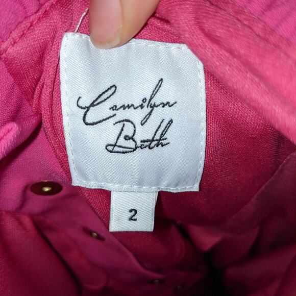 Camilyn Beth Fuchsia Ruffle Neckline Scoop Back Empire Waist The Go Go Dress 2 - Picture 7 of 14